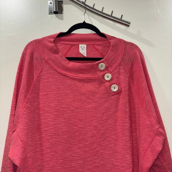We The Free Free People Coral Button Neck Long Sleeve Top - Size Medium - Picture 6 of 13